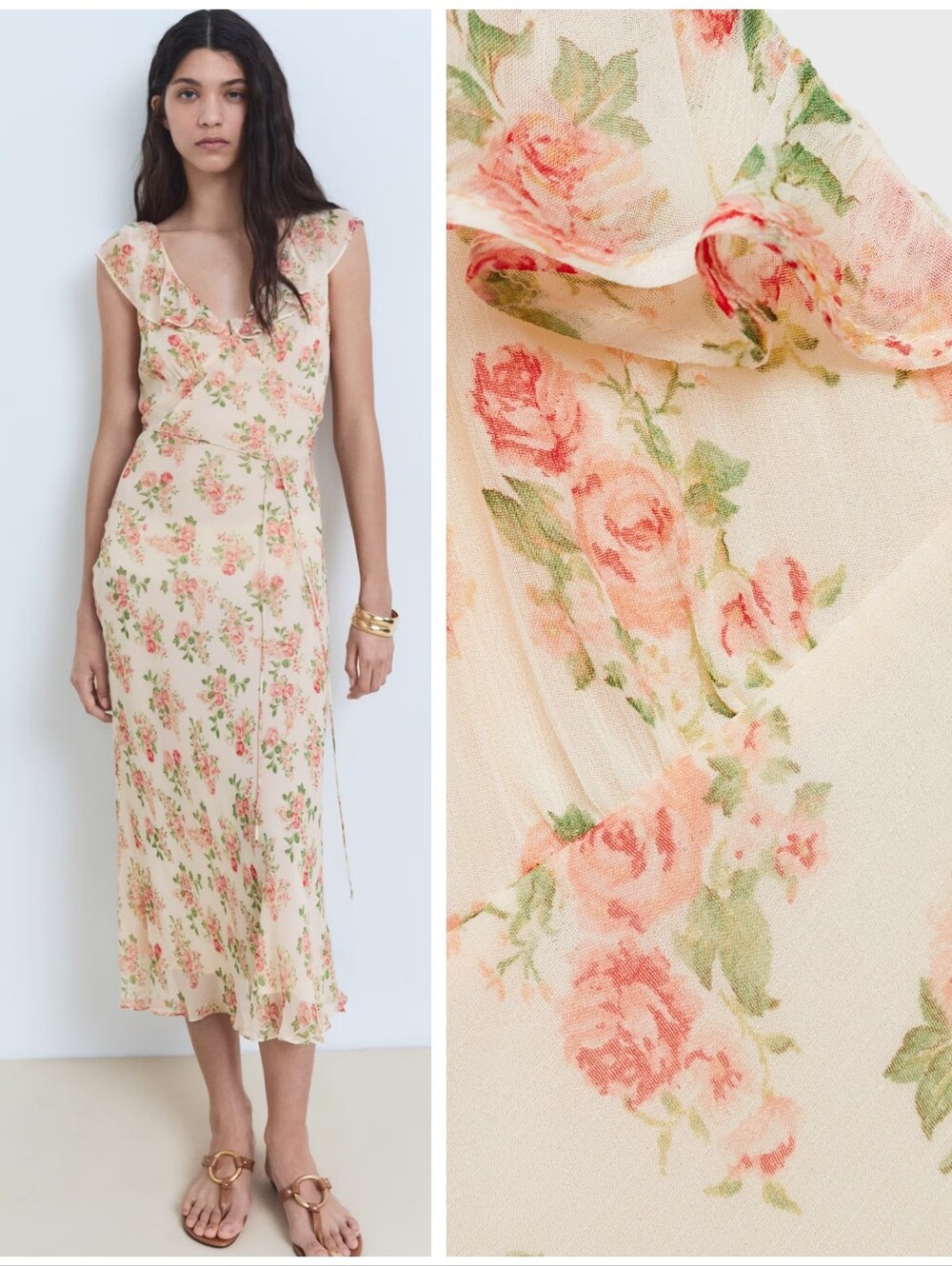 MANGO Floral Midi Dress